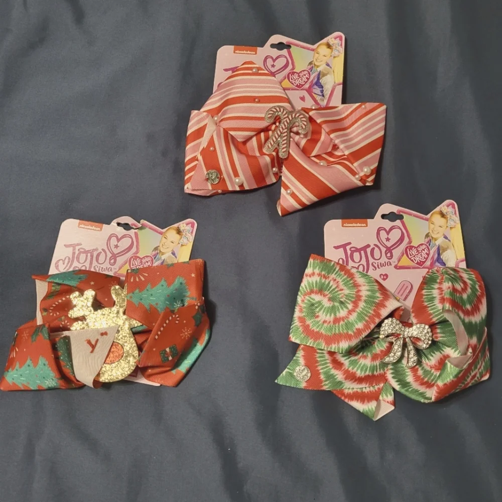 New JoJo Siwa Christmas sequins and tie dye hair bows, Set of 3